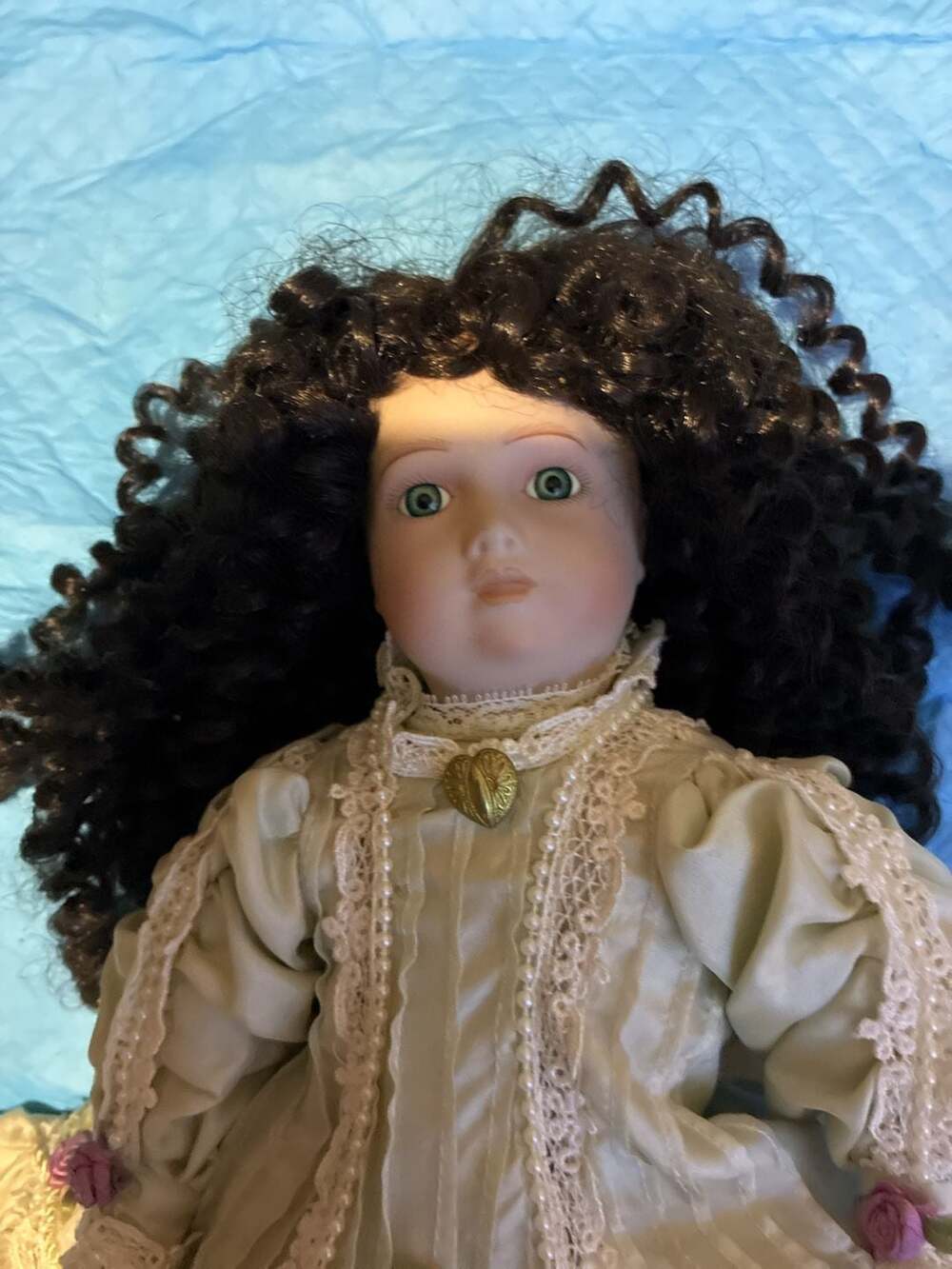 Vintage Collectible Victorian-Style Porcelain Doll - Picture 2 of 4